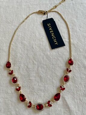 NWT Givenchy Red Crystal Gold-Tone Necklace